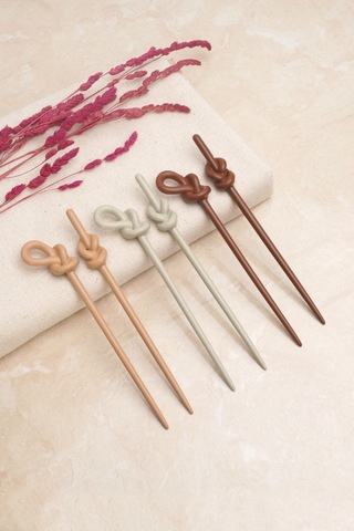 Okavango Topuz Tokası Kadın 6 Adet Kahverengi Tonlar Kadın Topuz Çubuğu Çok Renkli