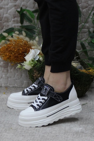 Fort Guja 24y314-8 News Fashion Gizli Dolgu Topuk Sneaker Kadın Ayakkabı Siyah