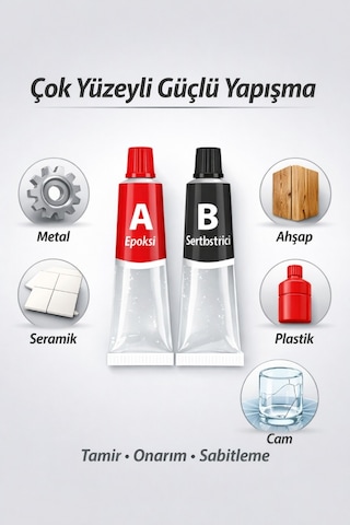 2k Epoksi Yapıştırıcı Güçlü 2 Bileşenli Metal Seramik Ahşap Plastik Cam