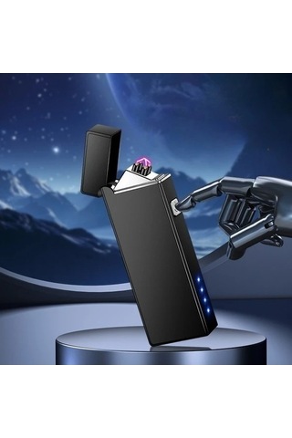 Trendooze Siyah Şarj Edilebilir Rüzgar Geçirmez Plazma Çift Arklı Çakmak Kamp Barbekü Hayatta Kalma Kiti Siyah