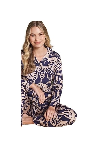 Yaren Collection Pamuklu Kadın Pijama Takımı Uzun Kollu Nefes Ala Lacvert