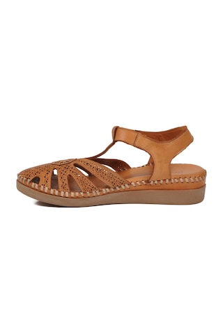 Pierre Cardin Siyah Hakiki Deri Cırtlı Kadın Günlük Sandalet Pc-54517 Z Taba