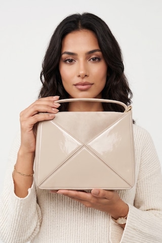 Vellamour Krem Bej Parlak Geometrik Desenli Kadın Omuz Çantası Minimal & Şık Tasarım Bej B73