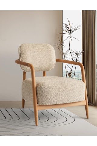 Gloria Ahşap Kollu Ayaklı Berjer Beyaz