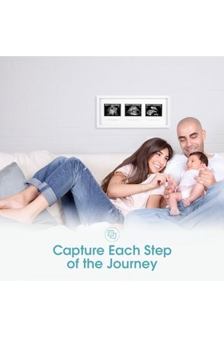 Pearhead 87038 Trimester Sonogram Frame Deluxe, Fotoğraf Çerçevesi İçin Üç Ultraschallaufnahmen, Beyaz Açık Gri