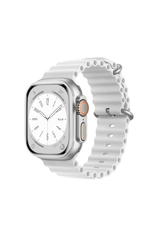 Forzacase Apple Uyumlu Watch 10 42mm İçin Oluklu Ocean Silikon Kordon Kayış - Fc006 Beyaz