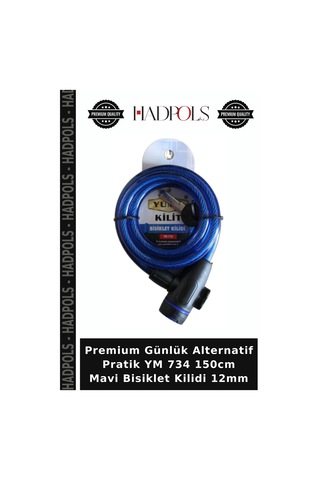 Premium Günlük Alternatif Pratik Ym 734 150cm Mavi Bisiklet Kilidi 12mm