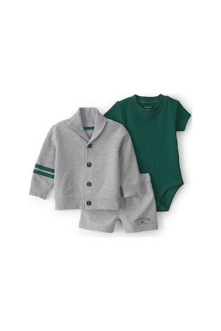 Erkek Bebek Body Şort Set 3 Ay-24 Ay Gri Gri