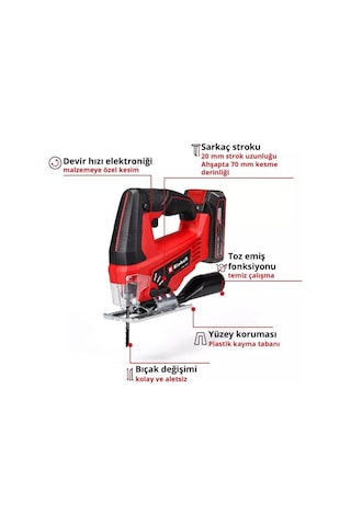 Einhell Tc Js 18/70 Akülü Dekupaj Testere 2,5 Ah Tek Akülü