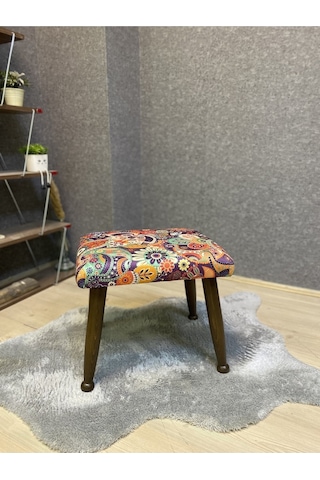 Trend Ceviz Retro Ahşap Ayak Uzatma Pufu Makyaj Koltuğu Bench Tabure