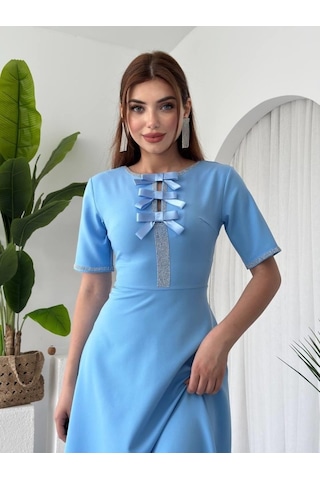 Etiler Collection Wera Taşlı Fiyonk Detaylı Elbise S