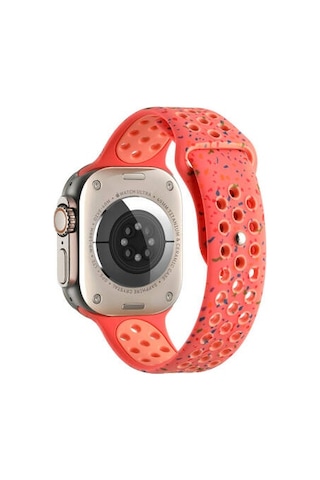 Apple Watch Uyumlu 7 45mm Kordon Yeni Seri 2023 Krd-02 Silikon Strap Kayış - Turuncu