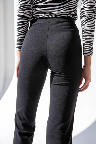Ckm Moda Faylinn Yüksek Kalite Yüksek Bel Toparlayıcı İspanyol Paça Pantolon Siyah