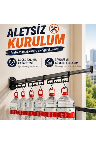 Alüminyum Balkon Çamaşır Askılığı Katlanabilir, Yer Kaplamaz Paslanmaz Çamaşır Kurutmalığı Gri