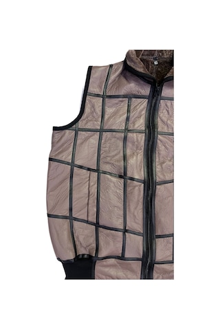 Içi Kürk-Dışı Süet Gerçek Deri Yakalı Ve Trikolu Yelek Bej