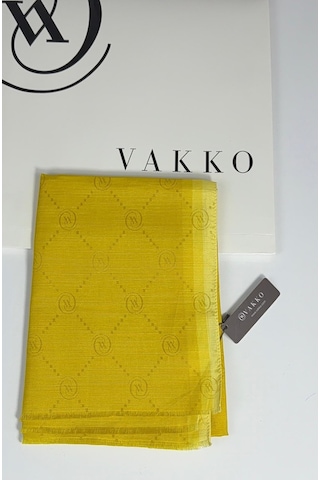 Vakko Pamuk İpek Şal - 68 X 200 - 6356 Hardal