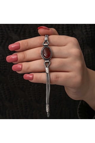 Blackcraft Gümüş Akik Taşlı Kazaziye Bileklik Bc-685b90 Renkli