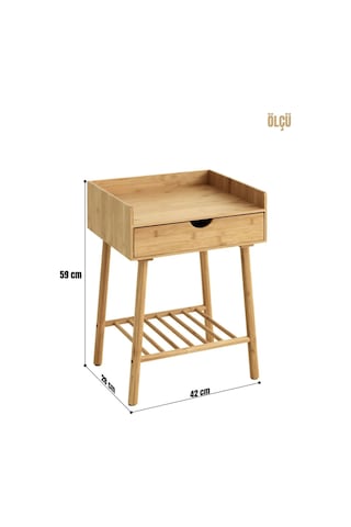 İronika Bambu Çekmeceli Dekoratif Lüx Komodin Bambu Çekmeceli Sehpa Ahşap