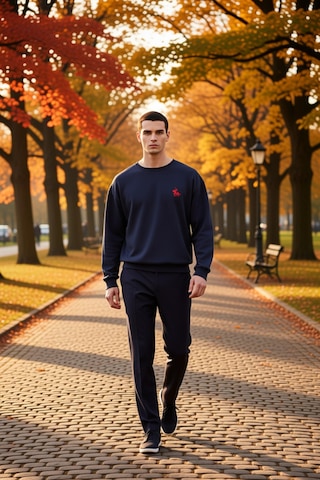 Benerly Erkek Bisiklet Yaka Düşük Kol Uzun Kol Sweatshirt Fonksiyonel Day Lacivert