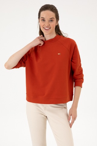 U.S. Polo Assn. Kadın Kiremit Regular Bisiklet Yaka Basic Sweatshırt 50313610-VR031