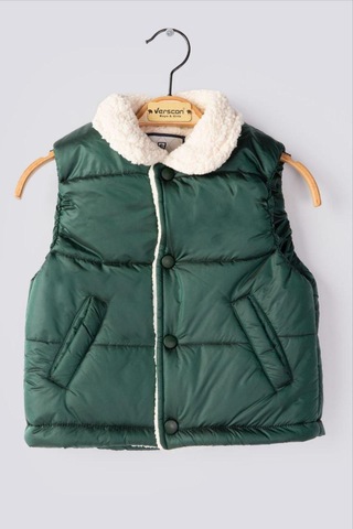Emila Kids Unisex Yeşil Çocuk Şişme Yelek Koyu Yeşil