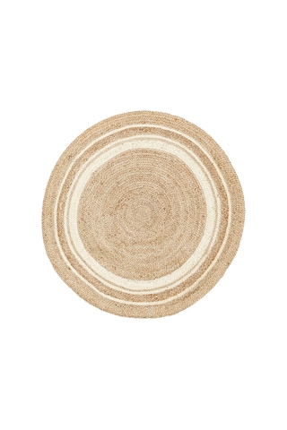 Eko Halı Juno Ech 01R Natural Whıte El Dokuma Naturel Jüt Hasır Halı - 90X90