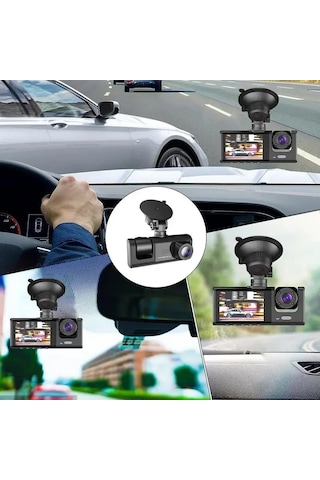 Araç Araba Kamerasi Black Box Traffic Recorder 3 Kameralı 5468