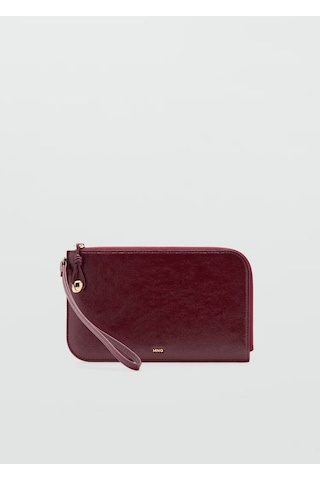 Mango Mini Boncuklu Pochette Şık Clutch Çanta Bordo - Kırmızı