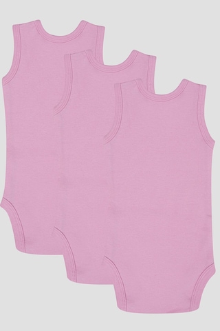 Arma Yıldız %100 Organik Pamuk 3'lü Pembe Bebek Atlet Çıtçıtlı Zıbın Body Pembe