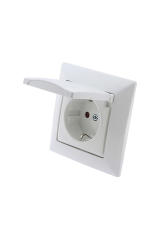 Günsan Visage Beyaz Topraklı Kapaklı Priz Çocuk Koruumalı Çerçevesiz