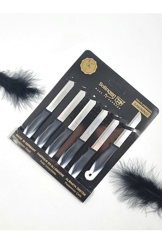 Solingen 6'lı Meyve Bıçak Seti Tırtıklı Siyah Beyaz Siyah