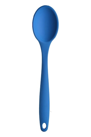 Silikon Büyük Boy Kaşık Seti, Yanmaz Yapışmaz, Çok Renkli - Mavi, Sarı, Kırmızı, Antrasit - 27 Cm, 4 Adet Set