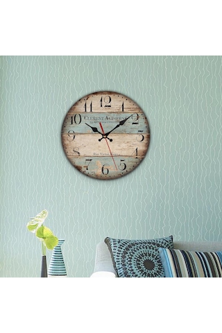 Homyl Ahşap Duvar Saati 12 Inç Dekoratif Kuvars Saatler Yatak A A