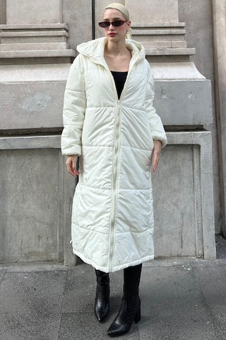 Madmext Mad Girls Ekru Uzun Şişme Mont Mg1303 Ekru