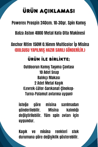 Powerex Prospin 240cm 10-30gr Balza Aston 4000 Metal Kafa Spin Olta Seti 1