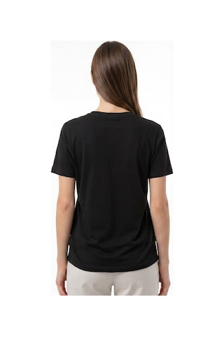 Goffra Kadın Vision V Yaka Premium Kalite Yoğun Dokulu Pamuklu T-shirt Siyah W102-r0220-09