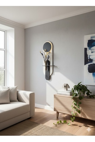 Petunya Ahşap Pilli Ledli İskandinav Tarzı Salon Duvar Rafı Modern Çiçeklik 27 X 90 Cm Paris Grisi - Antrasit