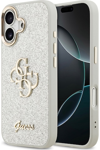 Apple Uyumlu iPhone 17 Kılıf Lisanslı 4g Büyük Metal Kamera Çerçeveli Ve Logolu Glitter Kapak Gri Gri
