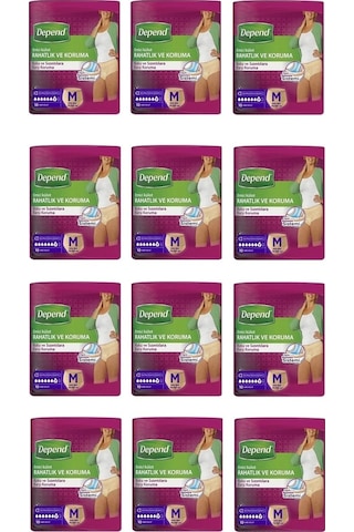 Depend Emici Külot Kadın Hasta Bezi Orta Boy 12 x 10'Lu