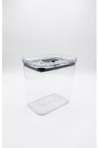 Fresh Hava Geçirmez Dikdörtgen Plastik Erzak Kabı 2100 Ml - Vakumlu Tek Tuş Kapaklı Şeffaf Plastik Bakliyat, Un Ve Şeker Saklama Kabı, Bpa İçermez 10,5x16x17cm