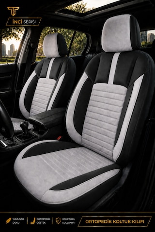 Nissan Note 2006-2012 Uyumlu İnci Serisi Gri Siyah Oto Koltuk Kılıfı