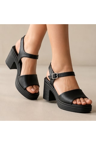 N Napa Shoe Np.1527.siyah.deri Sandalet