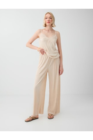 Jimmy Key Jimmy Key Taş Bol Paça Pliseli Örme Pantolon 6sw187379928