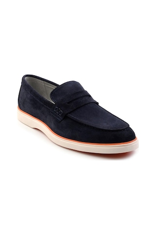 Bambi Lacivert Hakiki Deri Erkek Loafer Ayakkabı E01054184802 Lacivert