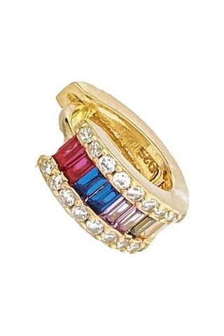 Masaliko Rainbow Halka Gümüş Küpe Sb1615, İthal Ürün, 925 Ayar Gümüş Küpe, Altın Kaplama, Halka Küpe, Günlük Modern Küpe, Trend Ürünler, Baget Küpe - Çift / Altın Gümüş