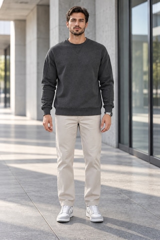 Polo State Erkek Bisiklet Yaka Oversize Dikiş Detaylı Basic Sweatshirt - Antrasit