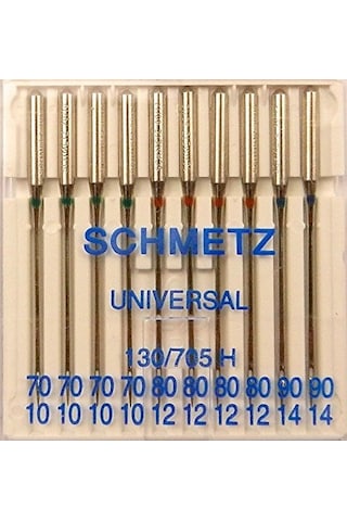Schmetz Dikiş Makinesi İğneleri: 10 Evrensel İğne, Standart İğne, İğne Kalınlığı 70/10-90/14, Dikiş Seti, 130/