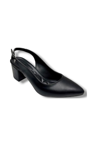 C-shoes Cv100-26 Cilt Sivri Burun Kalın Topuklu Kadın Ayakkabı 6cm Siyah