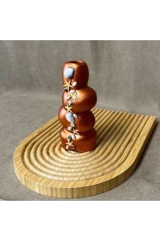 Uretti - Ayşe 7362 6307 El Yapımı Bakır Taş Motifli Dekoratif Biblo / Vazo - 18 X 9 Cm 1 Adet