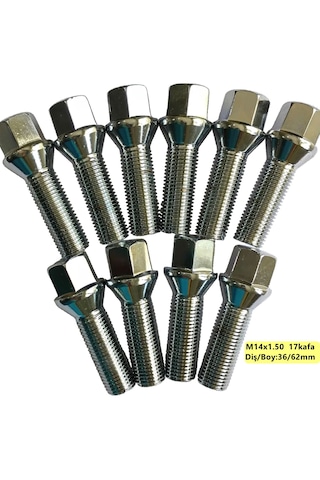 Bijon Takımı Krom Kaplı M14x1.5 - Aa 17mm Diş/boy 36/62 Mm, 10 Ad